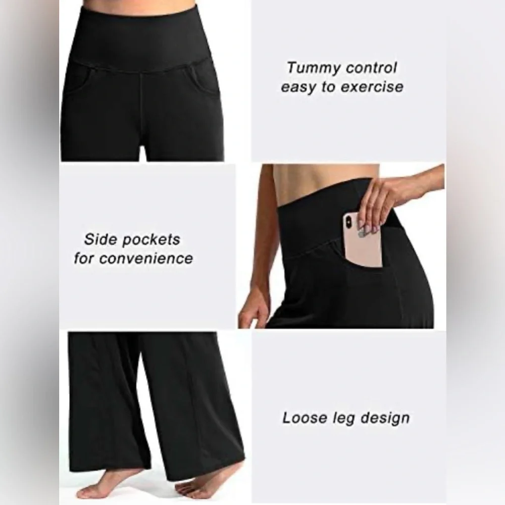 High-Waist Wide-Leg Pull-On Pants in Black Tall XXL 35”Inseam - Picture 3 of 13